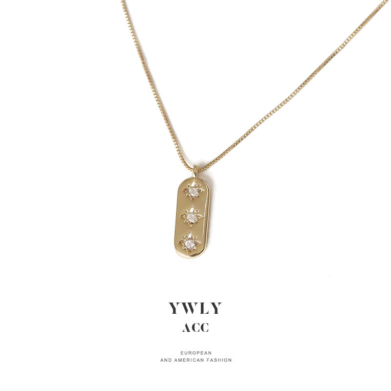 Women's Disc High-grade Rectangular Twin Diamond Clavicle Necklaces