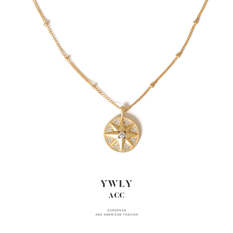 Women's Disc High-grade Rectangular Twin Diamond Clavicle Necklaces