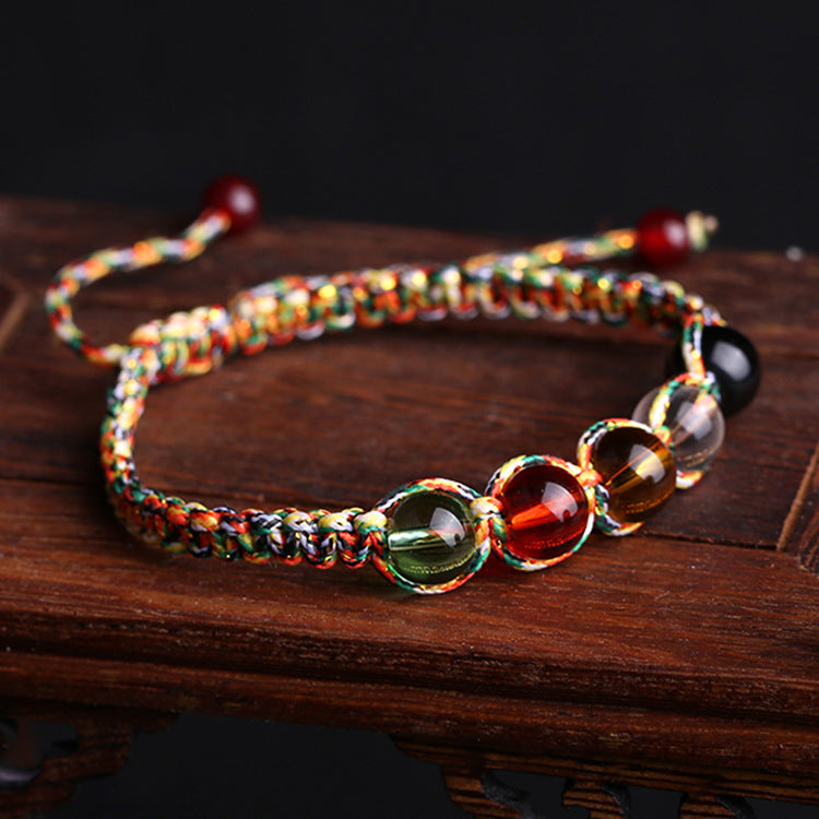 Golden Rope Carrying Strap Dragon Boat Festival Five-line Beads Tibetan Bracelet