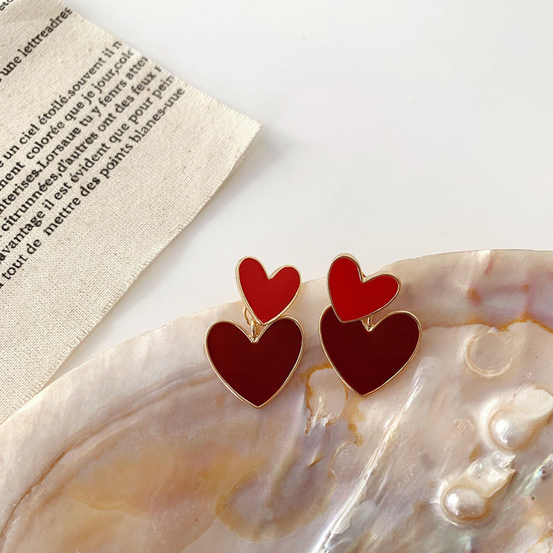 Love Heart One Style For Heart-shaped Ear Stud Earrings