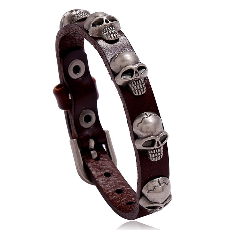 Women's & Men's Punk Skull Cattle Leather Personality Trend Bracelets