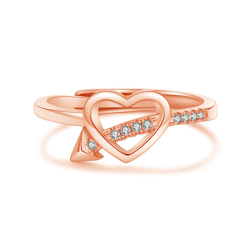 One Arrow Through Heart Creative Heart-shaped Female Tide Ring