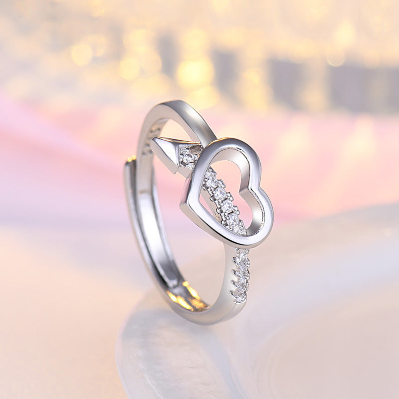 One Arrow Through Heart Creative Heart-shaped Female Tide Ring