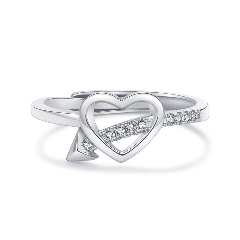 One Arrow Through Heart Creative Heart-shaped Female Tide Ring