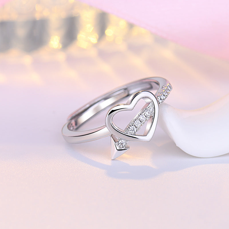 One Arrow Through Heart Creative Heart-shaped Female Tide Ring