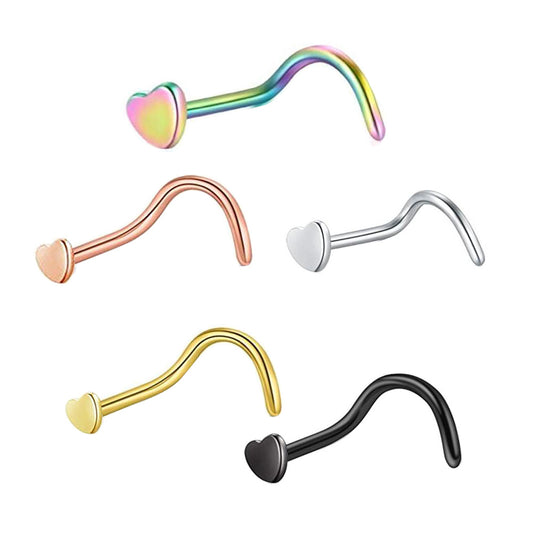 Nose Medical Heart-shaped Curved Ear Straight Stud Earrings