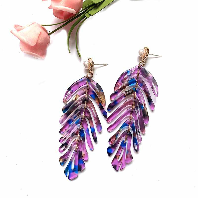 Personalized Design Trendy Fresh Simple Fashion Leaf Tassel Style Stud Earrings