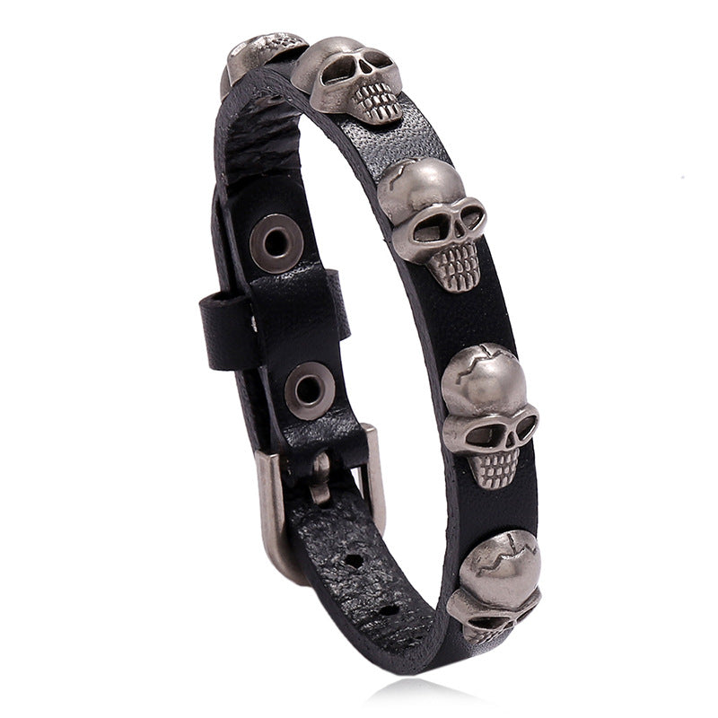 Women's & Men's Punk Skull Cattle Leather Personality Trend Bracelets