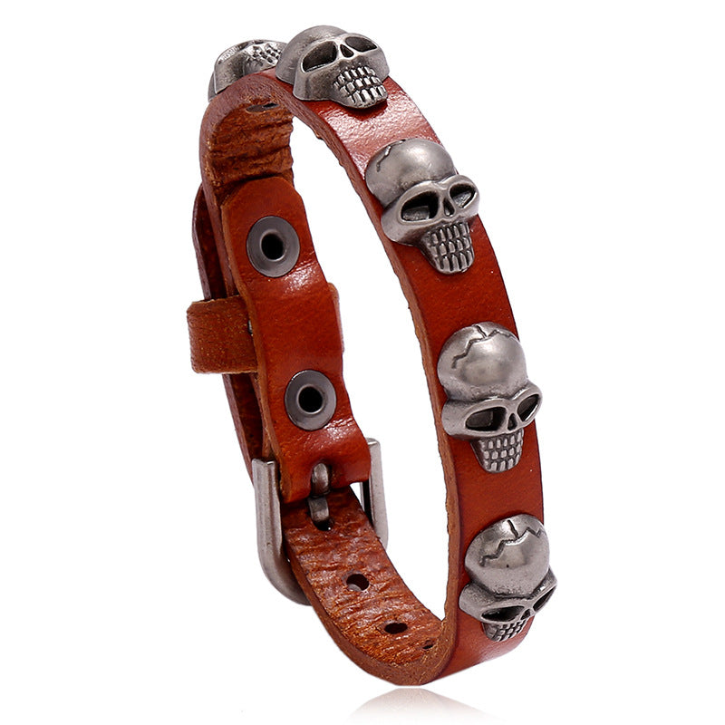 Women's & Men's Punk Skull Cattle Leather Personality Trend Bracelets