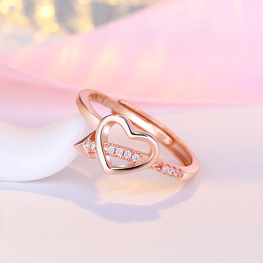One Arrow Through Heart Creative Heart-shaped Female Tide Ring