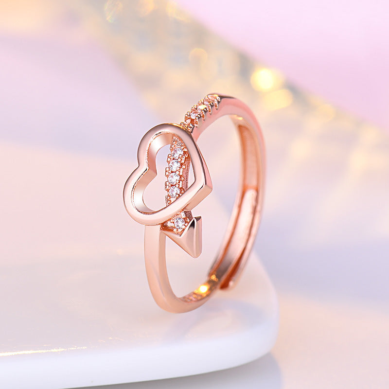 One Arrow Through Heart Creative Heart-shaped Female Tide Ring