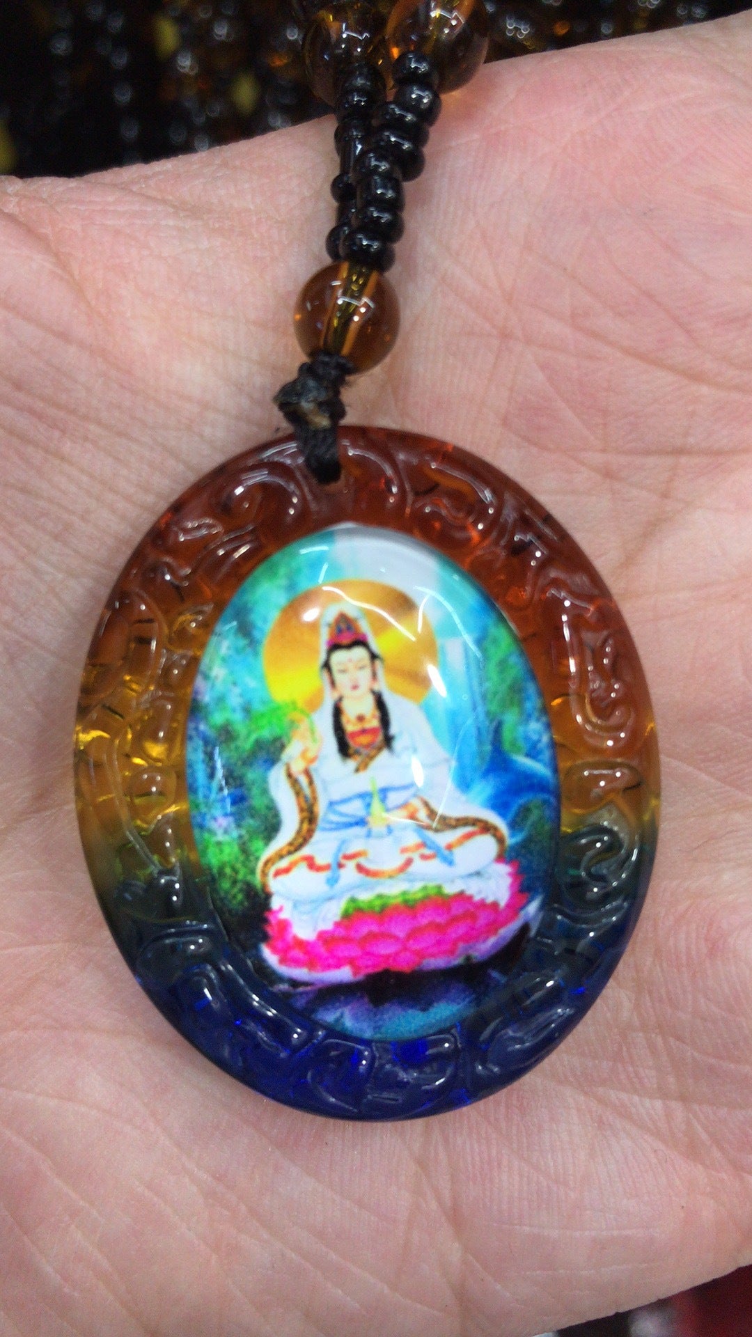 Colored Glaze Mantra Colorful Scripture Buddha Pendants