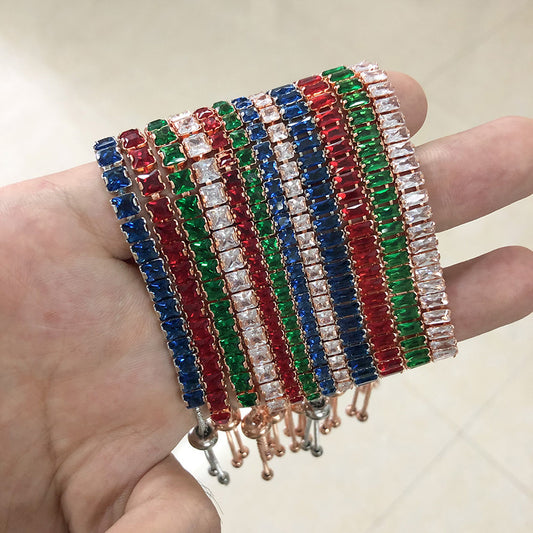 Women's Full Diamond Adjustable Crystal Popular Square Color Bracelets