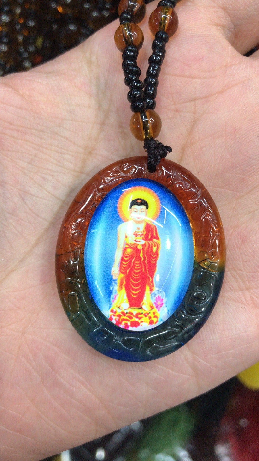 Colored Glaze Mantra Colorful Scripture Buddha Pendants