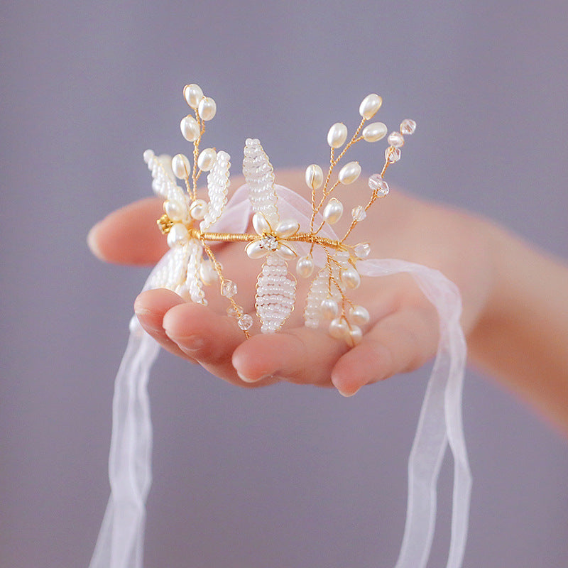 Wrist Flower White Pearl Handed Wedding Gift Sisters Group Event Bracelet