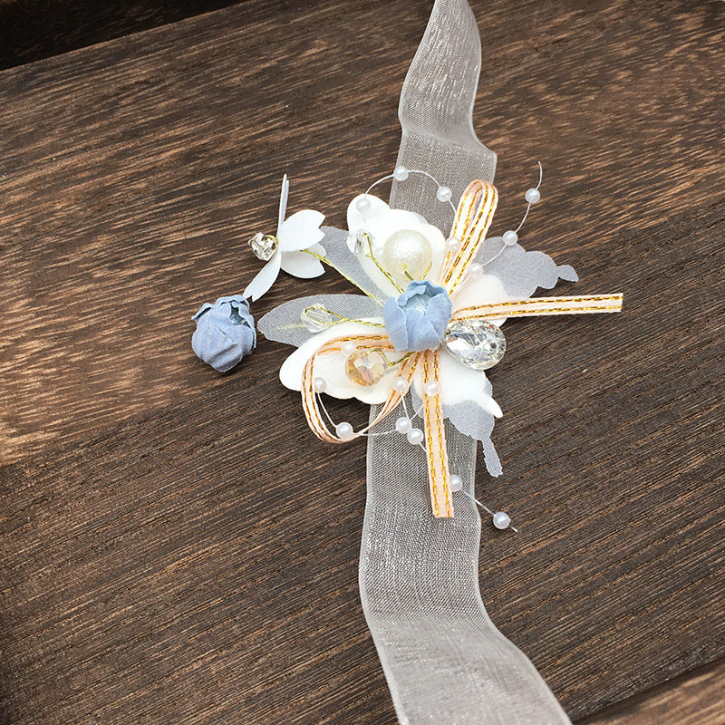 Wrist Flower White Pearl Handed Wedding Gift Sisters Group Event Bracelet