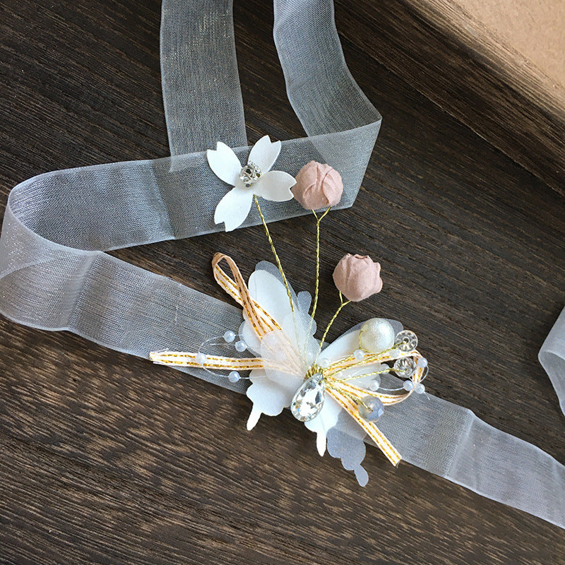 Wrist Flower White Pearl Handed Wedding Gift Sisters Group Event Bracelet