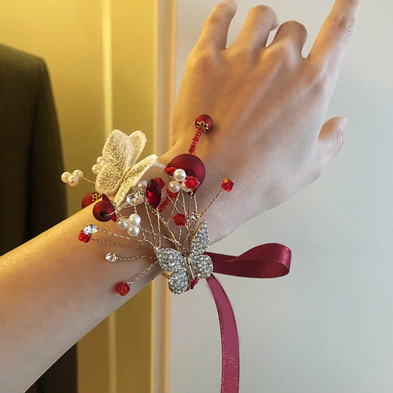 Wrist Flower White Pearl Handed Wedding Gift Sisters Group Event Bracelet