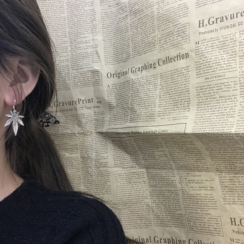 Hip Hop Frosty Style Maple Leaf Earrings