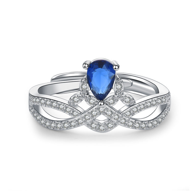 Princess Female Pear-shaped Ruby Wedding Engagement Rings