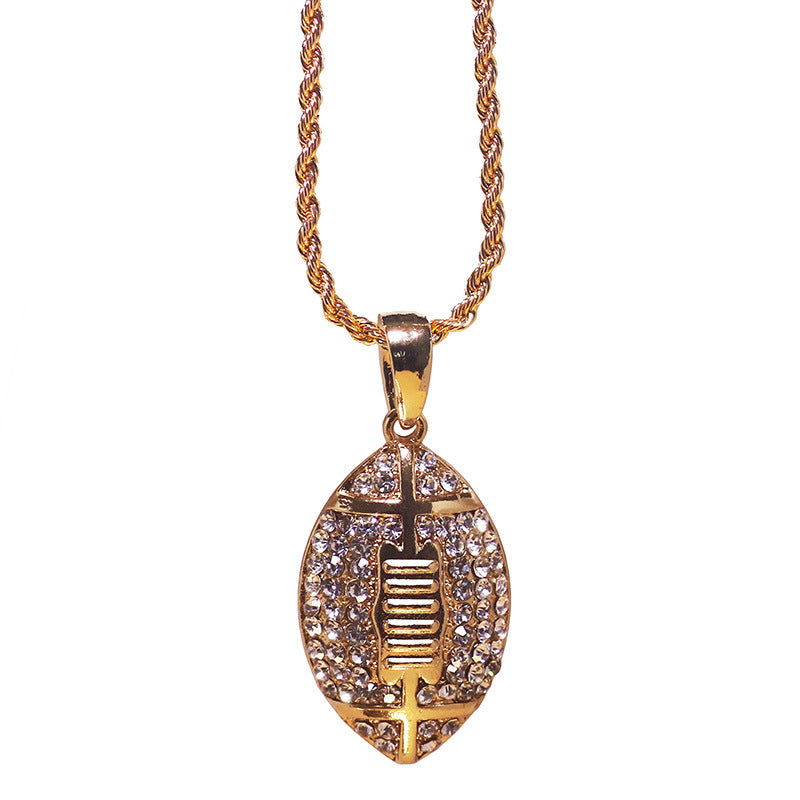 Glamorous Durable Men's Rugby Sports Diamond Necklace