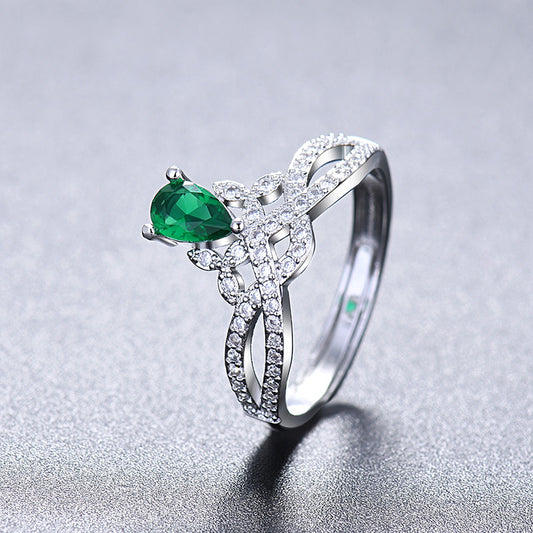 Princess Female Pear-shaped Ruby Wedding Engagement Rings