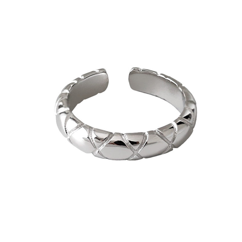 Exaggerated Open Female Snake X Pattern Rhombus Rings