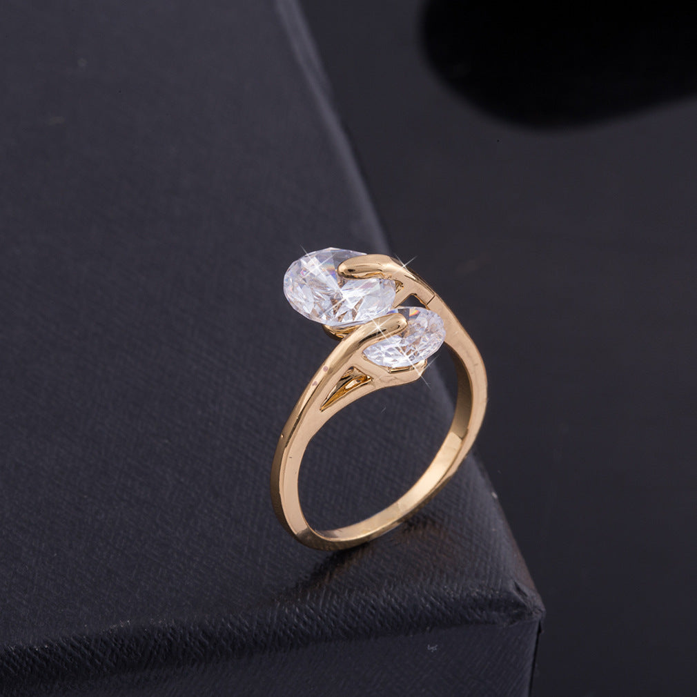 Fashion Gold Plated Zircon Diamond Female Rings
