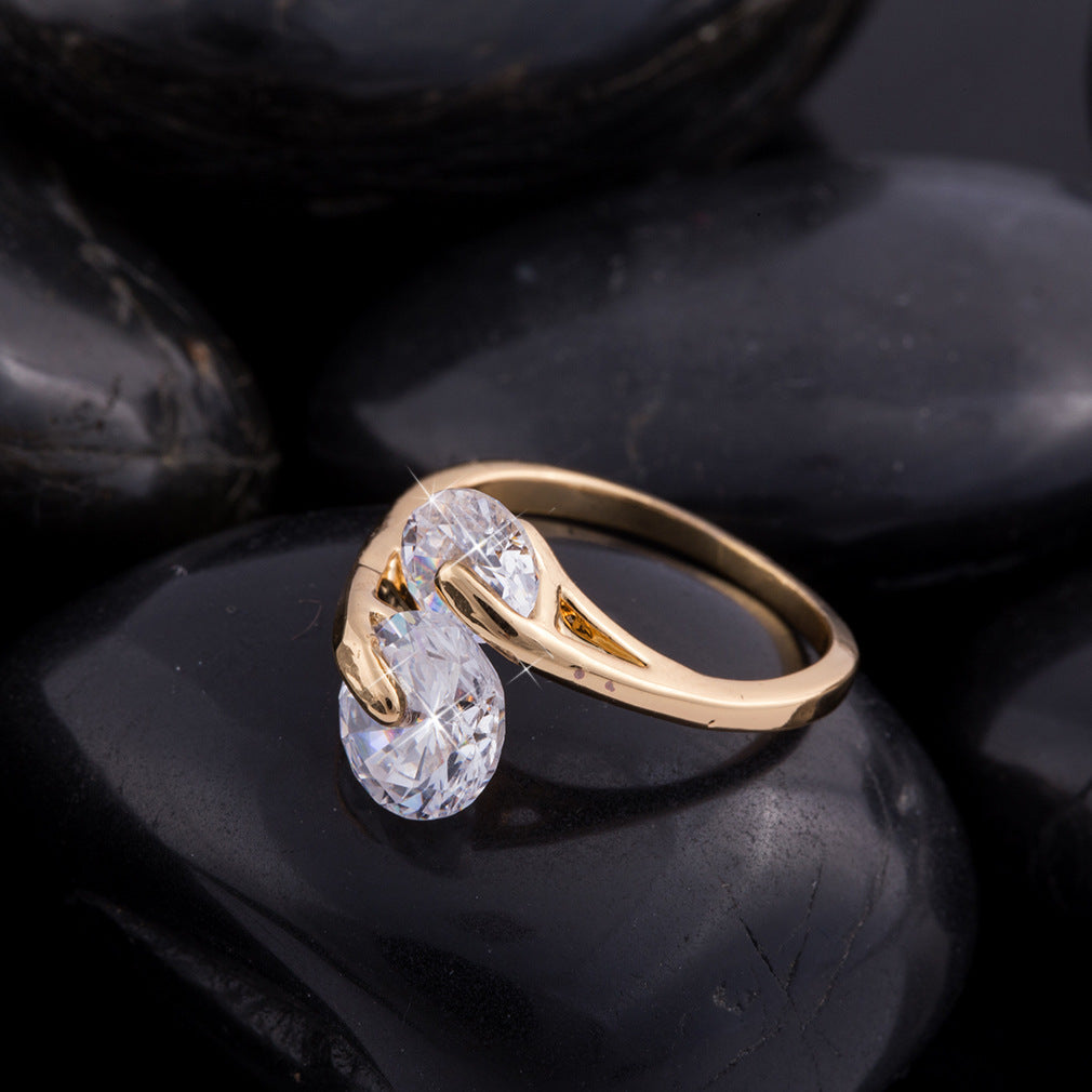 Fashion Gold Plated Zircon Diamond Female Rings