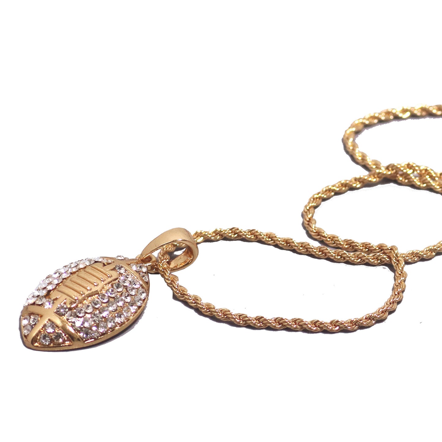 Glamorous Durable Men's Rugby Sports Diamond Necklace