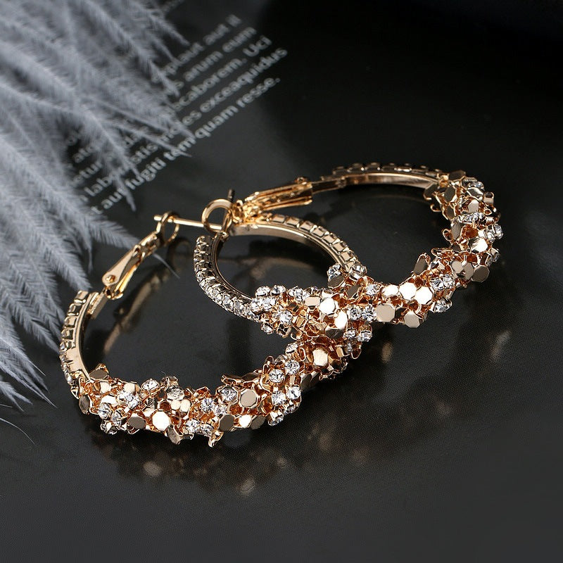 Cold Wind Ear Metal Sequins Big Earrings