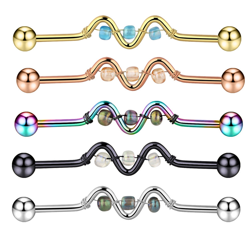 Ear Extender Hand-woven Bead Bell Industrial Stud Earrings