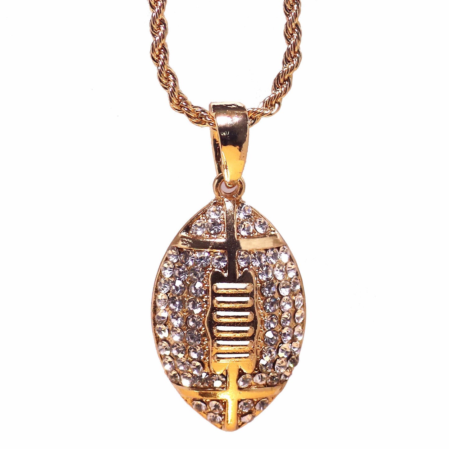 Glamorous Durable Men's Rugby Sports Diamond Necklace