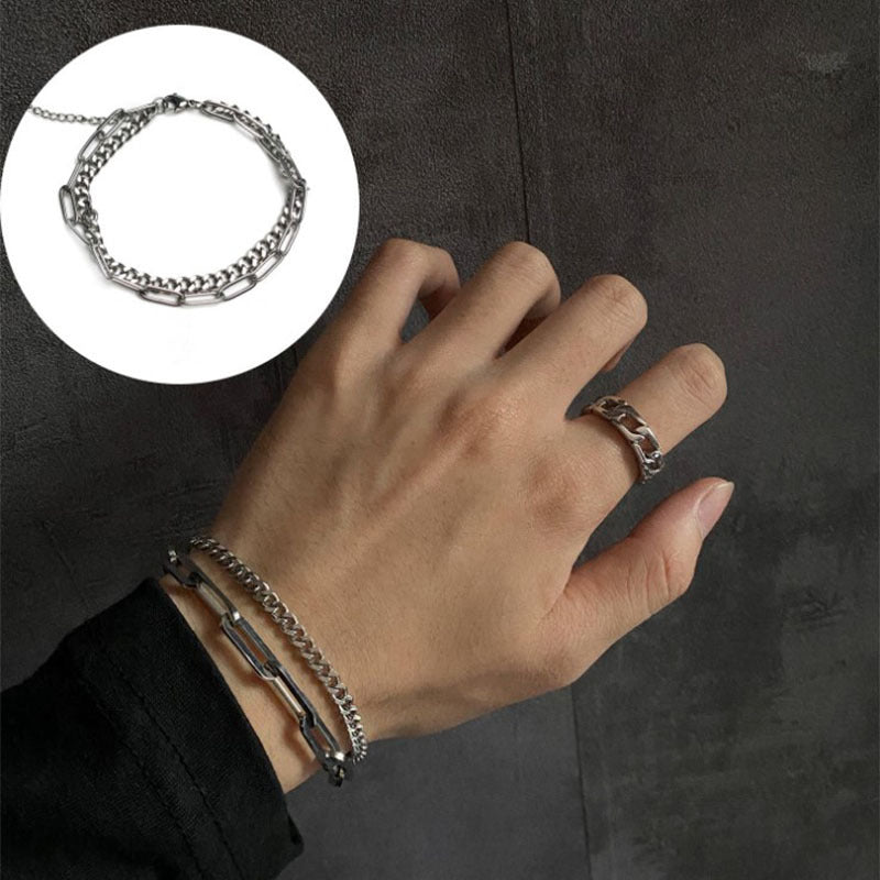 Women's & Men's Hip Hop Trendy Double Layer Twin Bracelets