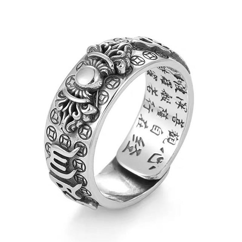 Men's Money Drawing Pi Sier Lucky Opening Adjustable Hip Rings