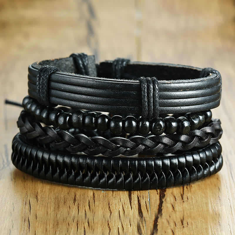 Men's Vintage Weave Leather Rope Suit Hand Bracelets