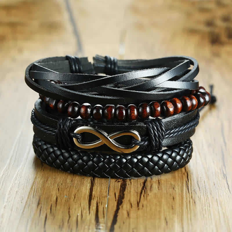 Men's Vintage Weave Leather Rope Suit Hand Bracelets