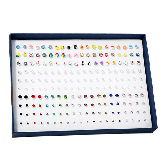 Women's For Earings Auricular Needle Rhinestone Pearl Cartoon Sweet Polymer Stud Earrings