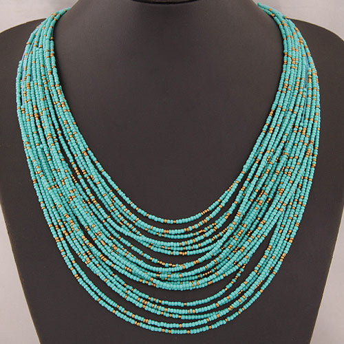 Ethnic Style Hand-woven Beads Stringed Multilayer Necklace