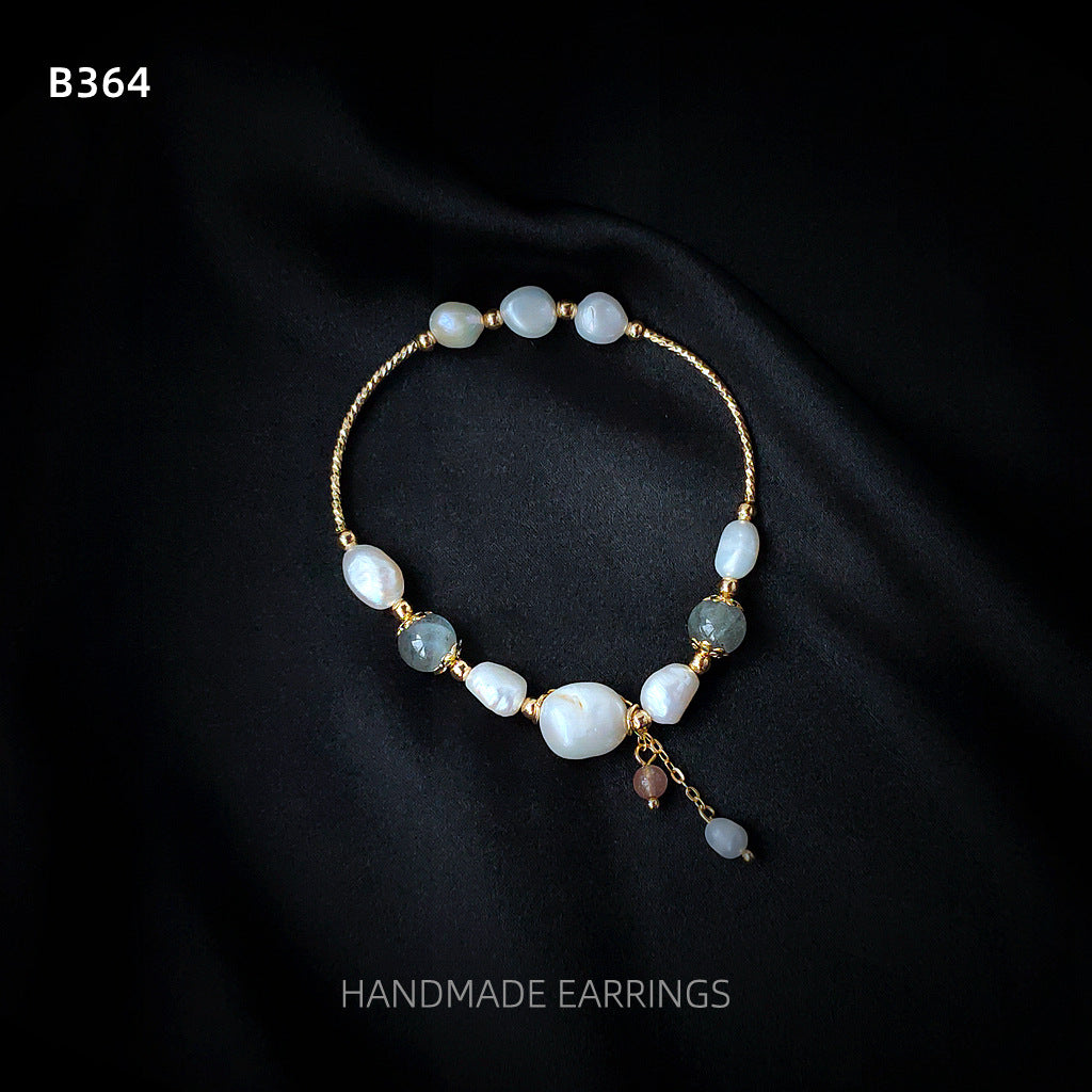 Women's Eyes Handmade Natural Freshwater Pearl Moonstone Korean Style Graceful Bracelets