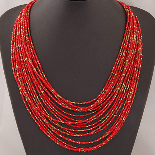 Ethnic Style Hand-woven Beads Stringed Multilayer Necklace