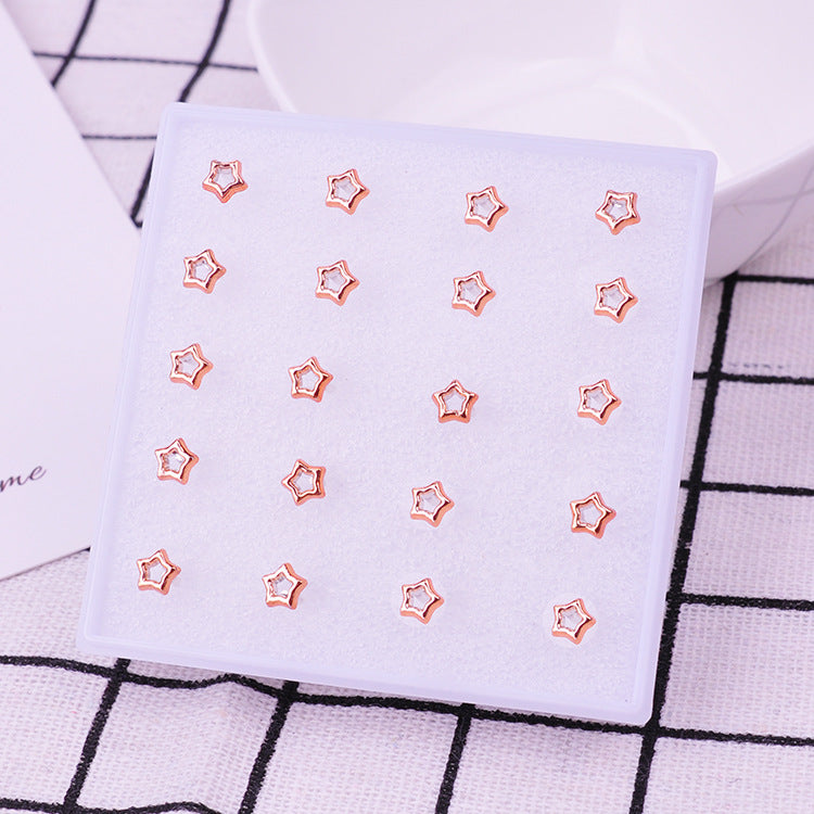 Gold Pentagram Female Stall Plastic Resin Stud Earrings