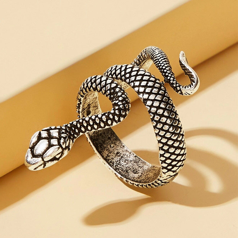 Sier-plated Paint Snake Unisex Retro Source Rings