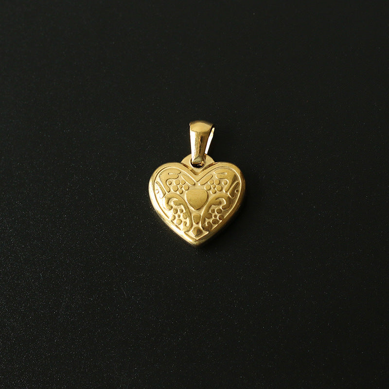 Coin Cross Peach Heart Angel Retro Pendants