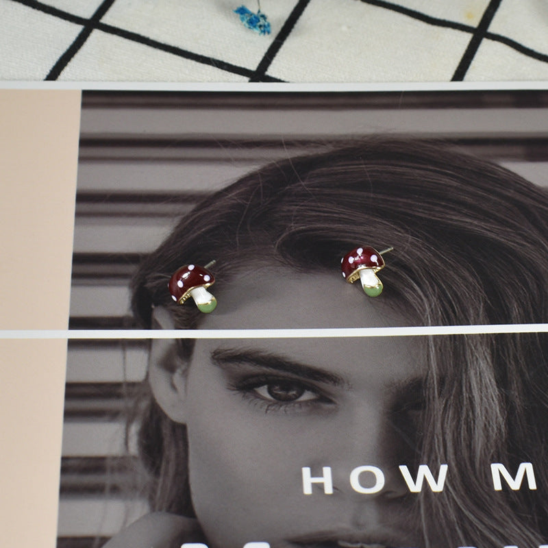 Personalized Summer Mushroom Shape Ear Pastoral Style Female Fresh Stud Earrings