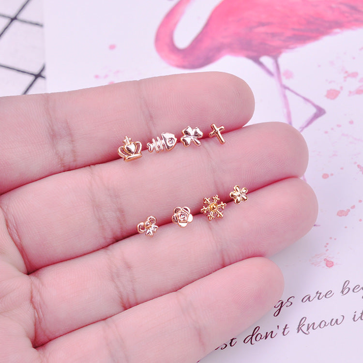 Gold Pentagram Female Stall Plastic Resin Stud Earrings