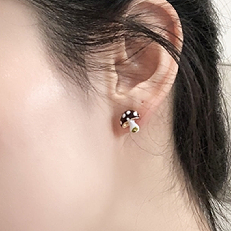 Personalized Summer Mushroom Shape Ear Pastoral Style Female Fresh Stud Earrings