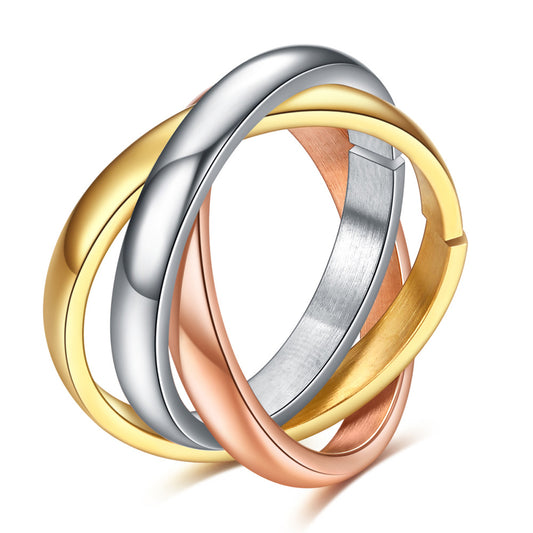 Steel Three-ring Three-color Stainless Confession Valentine's Rings