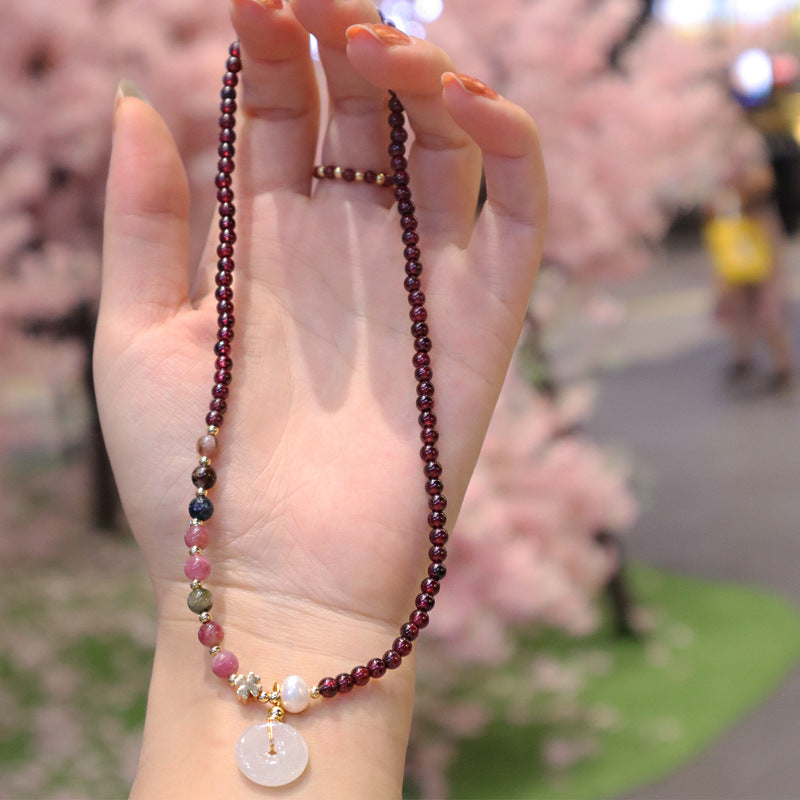 Women's Safety Buckle Elastic Pink Tourmaline Gift Bracelets