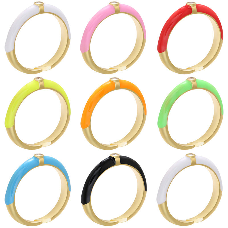 Oil Dripping Colorful Zircon Adjustable Open Necklaces